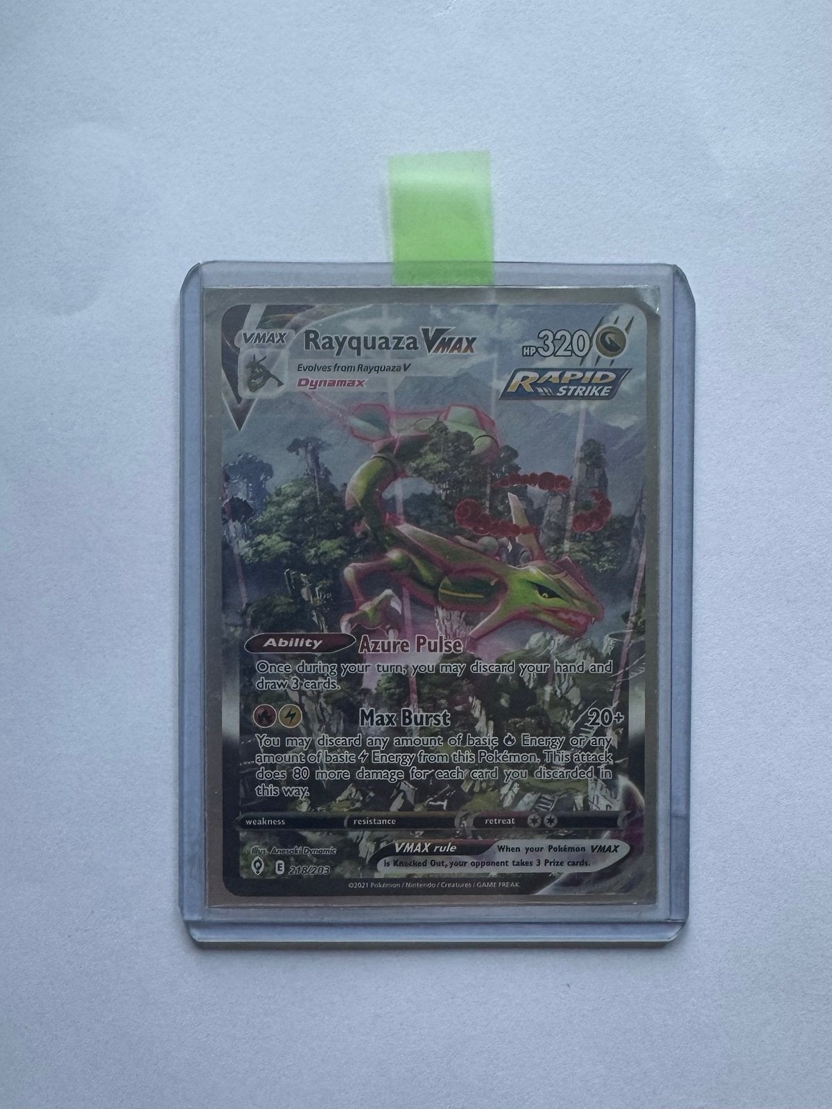 Rayquaza VMAX #218 - Evolving Skies, Ophalen of Verzenden, Nieuw, Losse kaart