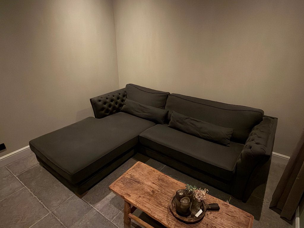 Grote Hoekbank Olav 260x200cm Landelijke Stijl, Antraciet, Ophalen, 250 tot 300 cm, Gebruikt, Hoekbank