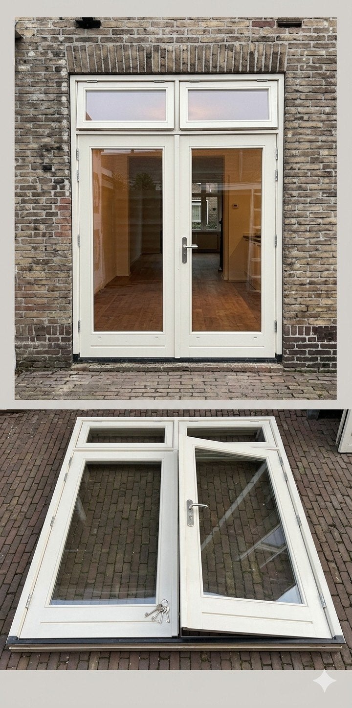 Dubbel openslaande deuren met kiepramen, HR++ glas!, Gevelraam of Ruit, Gebruikt, Dubbelglas, 160 cm of meer