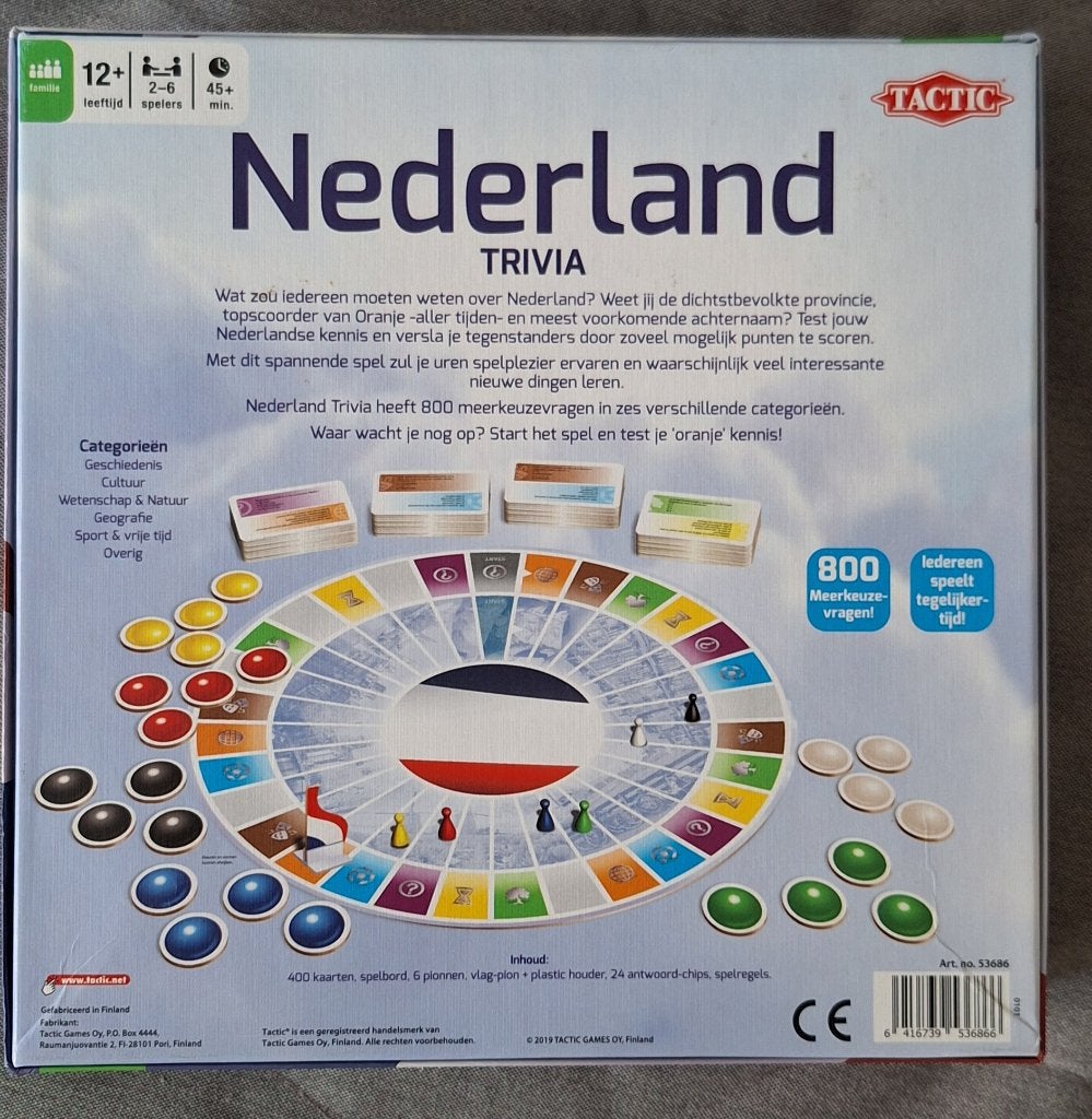 Nederland Trivia gezelschapsspel, Ophalen of Verzenden, Zo goed als nieuw