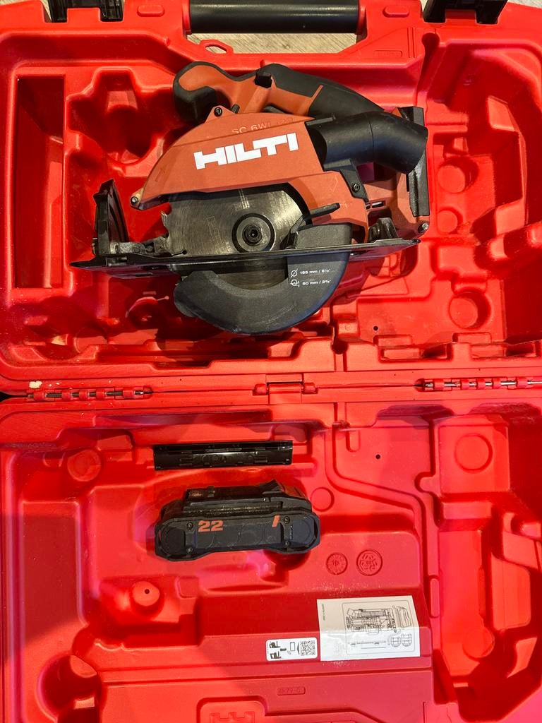 Hilti SC 6WL Cirkelzaag met Accu en Koffer, Doe-het-zelf en Verbouw, Gebruikt, Cirkelzaag, 70 mm of meer, Ophalen of Verzenden