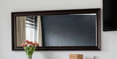 Ikea toftbyn Grote spiegel met donkerbruine lijst, Ophalen, 125 cm of meer, Zo goed als nieuw, Minder dan 100 cm
