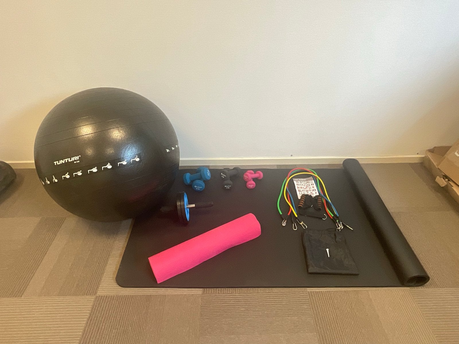 Complete Fitness Set: Bal, Dumbbells, Mat & Meer!, Sport en Fitness, Fitnessmaterialen, Ophalen, Zo goed als nieuw, Armen, Fitnessbal