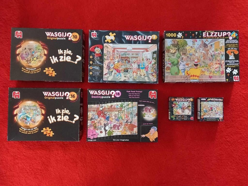 5x Wasgy puzzels 1000 stukjes plus 2 kleine, Ophalen of Verzenden, 500 t/m 1500 stukjes, Zo goed als nieuw, Legpuzzel