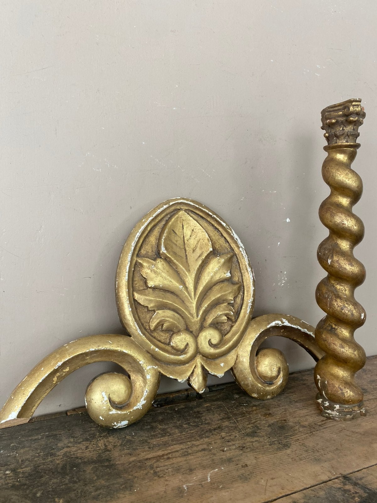 Antiek frans verguld hout ornament, Ophalen of Verzenden
