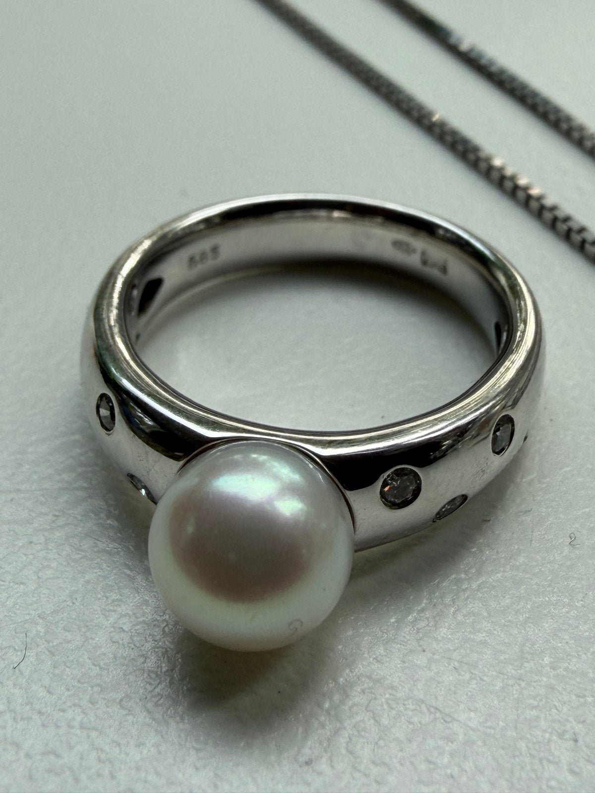 Nieuwe 14k Witgouden Ring met Parel en Briljanten (Maat 17), Wit, Nieuw, Ophalen of Verzenden, 17 tot 18