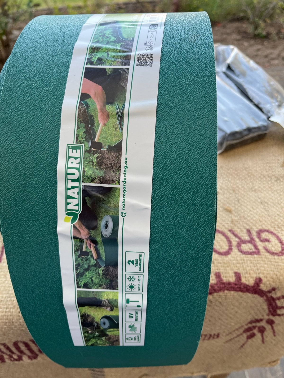 Nature Borderrol H15cm x 10m met 20x grondpennen, Ophalen, Kunststof, 100 tot 200 cm, Nieuw