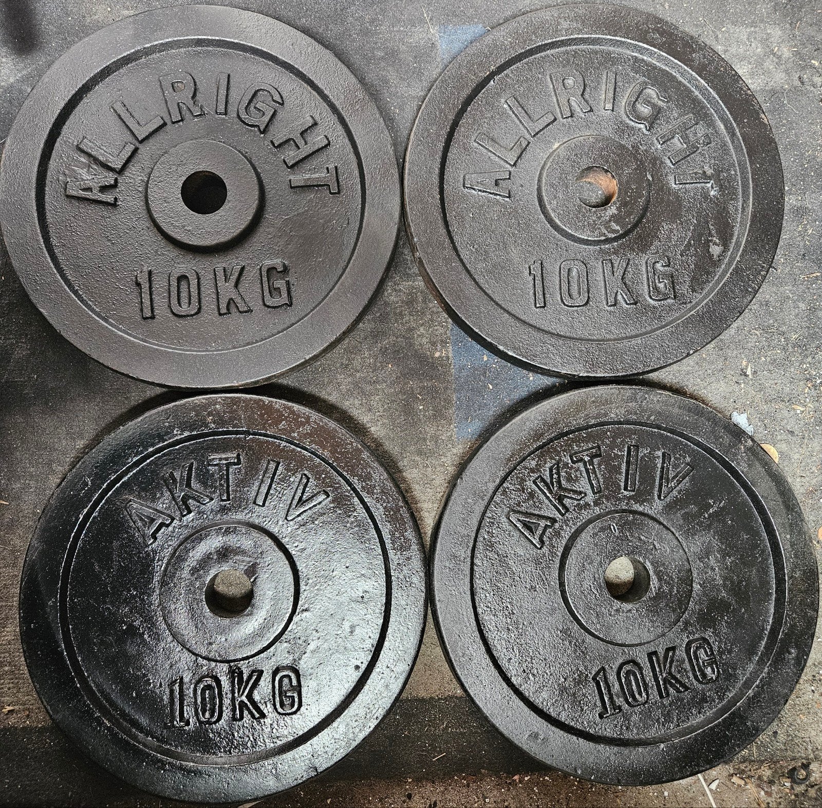 4x 10kg Gietijzeren Halterschijven (30mm) - Totaal 40kg, Sport en Fitness, Ophalen, Gebruikt, Rug