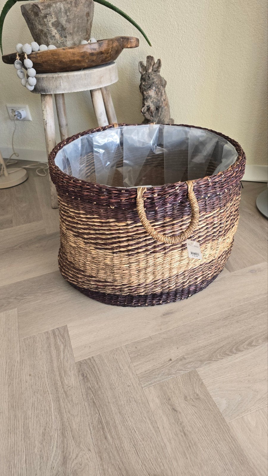 grote rieten mand naturel kleuren, Ophalen, Gevlochten, Mand, Rond