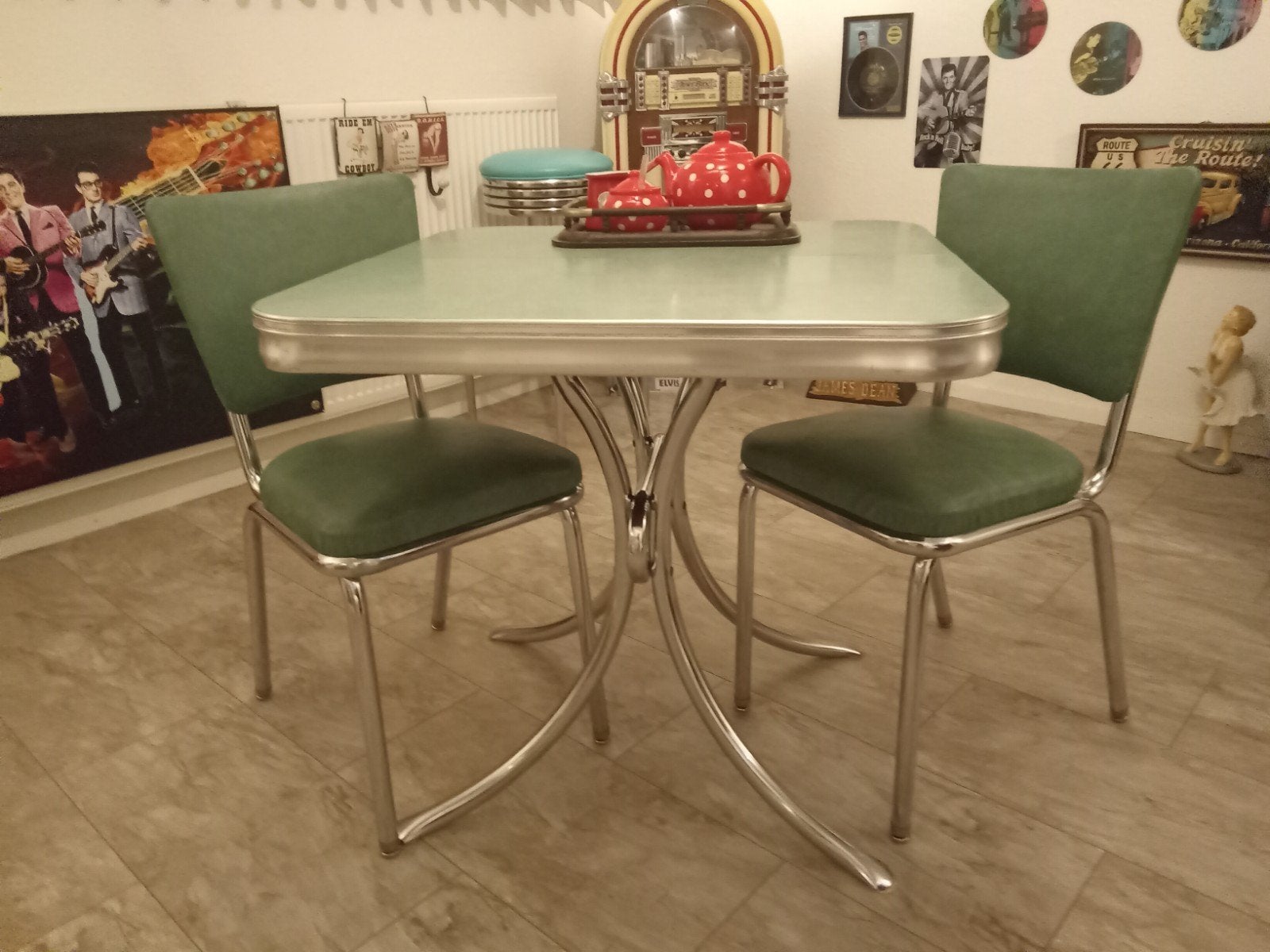 Amerikaanse stijl keukentafel met 2 stoelen., Ophalen, Overige typen