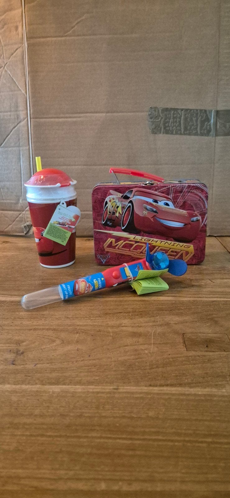 Cars Lightning McQueen set: beker, lunchbox, ventilator, Ophalen of Verzenden, Nieuw, Jongen
