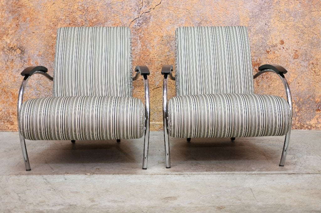 ZGANieuw twee stoffen Gelderland 5470 design fauteuils, 75 tot 100 cm, Zo goed als nieuw, Stof, Gelderland