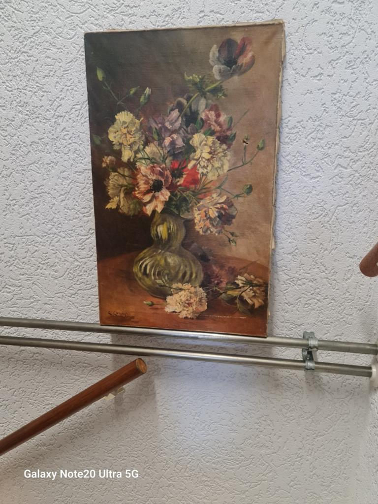 Schilderij met bloemen, gekocht in Bourgondië, Antiek en Kunst, Ophalen of Verzenden