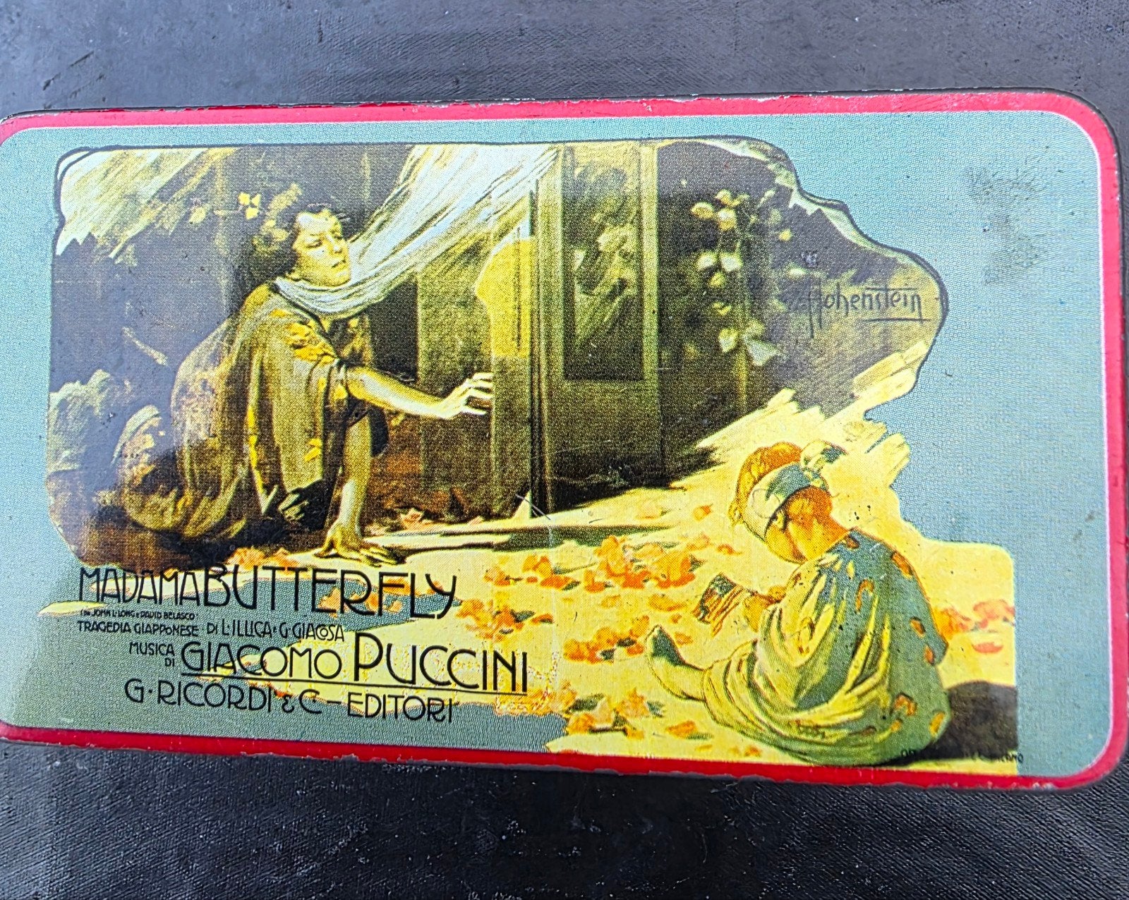 Vintage blikken doosje Madame Butterfly opera, Ophalen of Verzenden, Gebruikt, Koek(jes), Overige merken