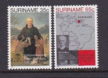 Suriname 1982 pf mi 985 - 986 pater donders, Postzegels en Munten, Ophalen of Verzenden, Postfris