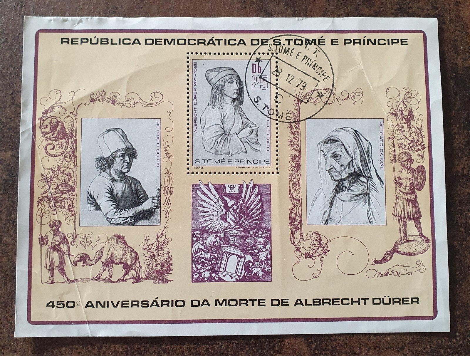 velletje postzegels: 450e sterfdag kunstenaar Albrecht Dürer, Ophalen of Verzenden, Gestempeld