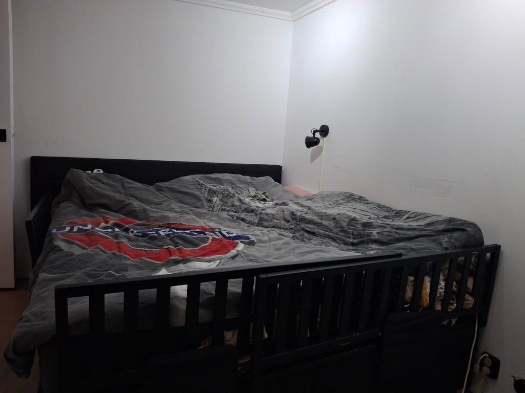 GRATIS Tweepersoons elektrische lattenbodem boxspring, Gebruikt, Zwart, Tweepersoons, Ophalen of Verzenden
