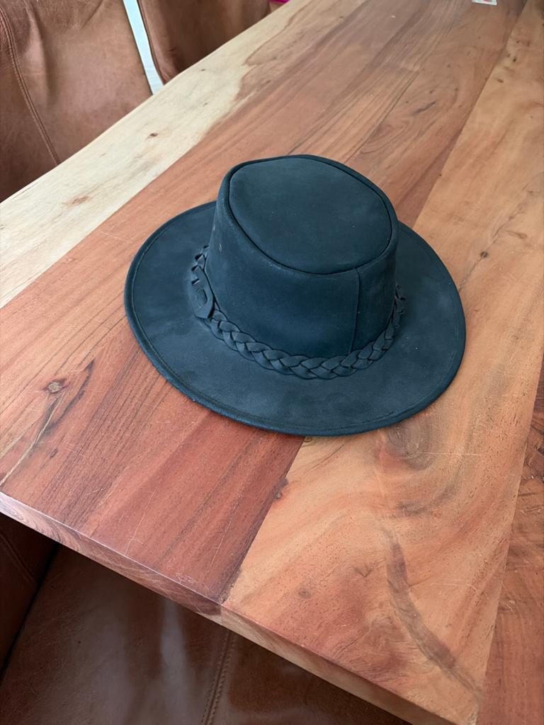 Zwarte XL Echt Lederen Cowboy Hoed uit Australië, Kleding | Heren, Hoeden en Petten, Ophalen of Verzenden, Nieuw, 60 cm (XL, 7½ inch) of meer