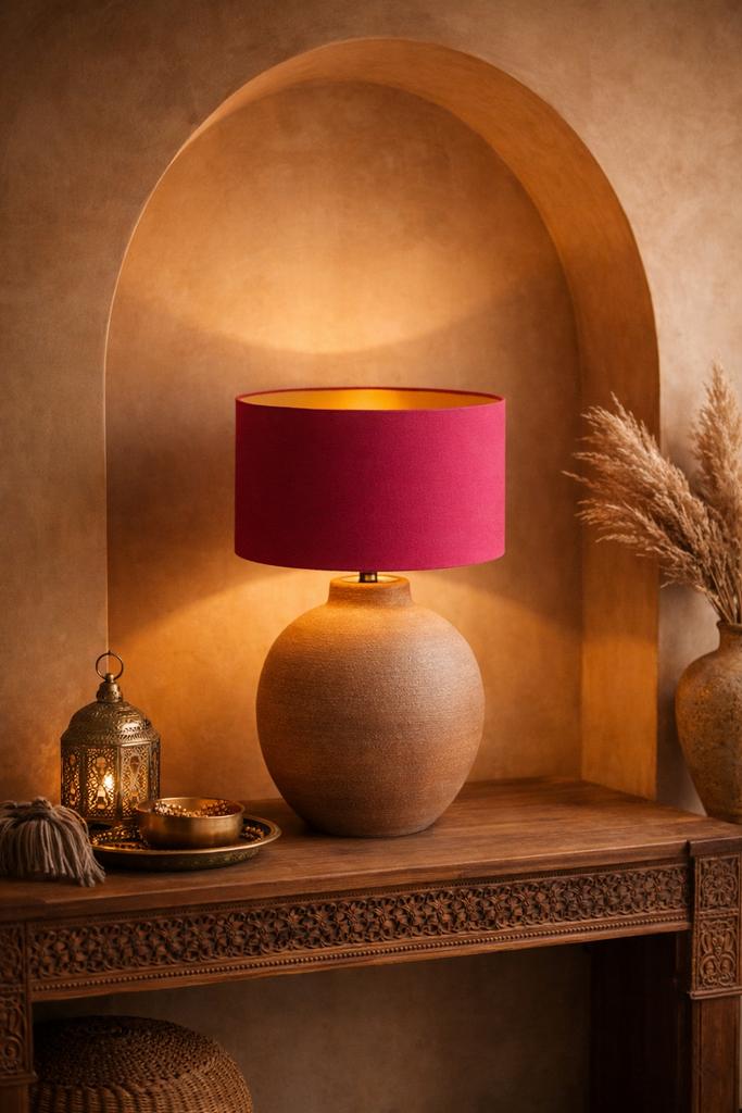 Fuchsia lampenkap met matgouden binnenkant, Overige kleuren, 25 tot 50 cm, Rond, Nieuw