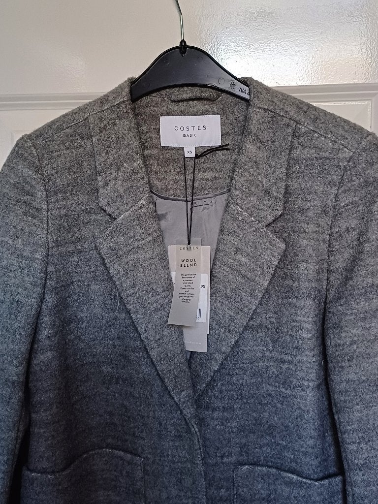 Jas Grijs XS 34 36 Nieuw Woolblend merk Costes ( Jool ), Verzenden, Nieuw, Costes, Maat 34 (XS) of kleiner