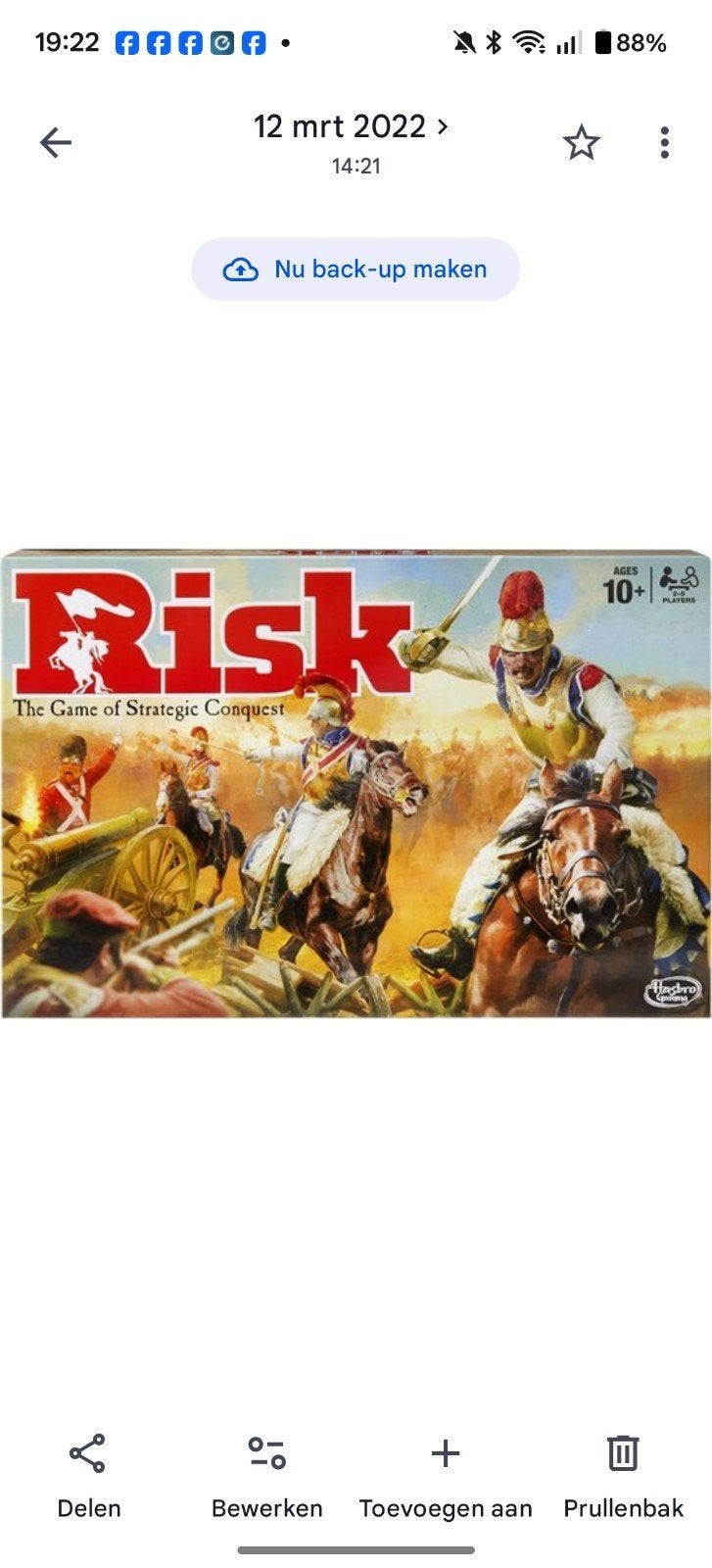 Risk: The Game of Strategic Conquest Bordspel, Drie of vier spelers, Ophalen of Verzenden, Zo goed als nieuw, Hasbro