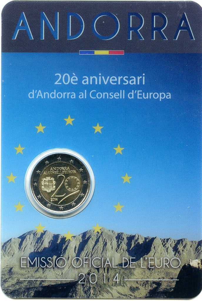 2 Euro Andorra 2014 - 20 jr. Toetreding Raad EU - BU Blister, Postzegels en Munten, Munten | Europa | Euromunten, Verzenden, Overige landen