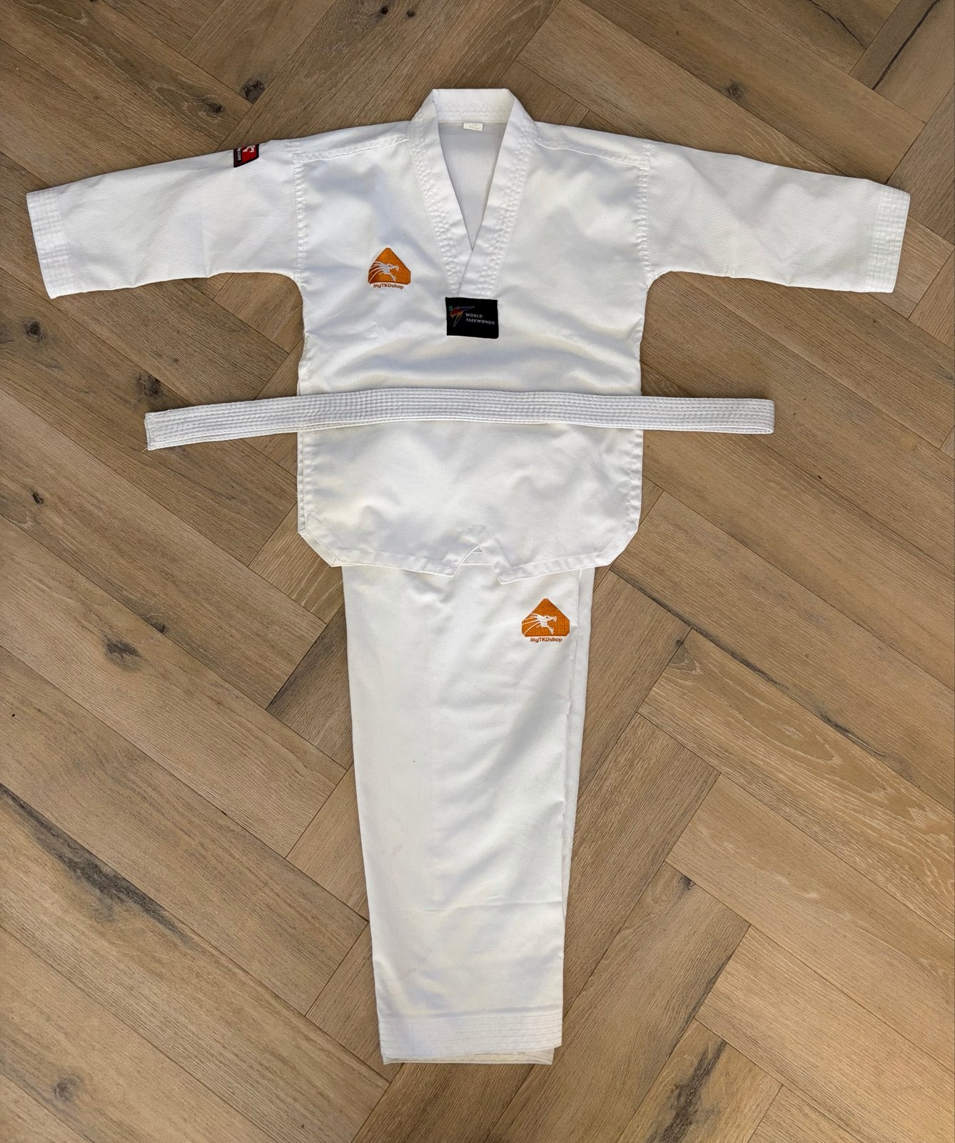 Taekwondo pak MyTKDshop 120 cm, Taekwondo, Maat XS of kleiner, Vechtsportpak, Ophalen of Verzenden