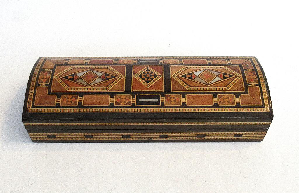 Vintage decoratief met parelmoer ingelegd juwelen opbergdoos, Ophalen of Verzenden