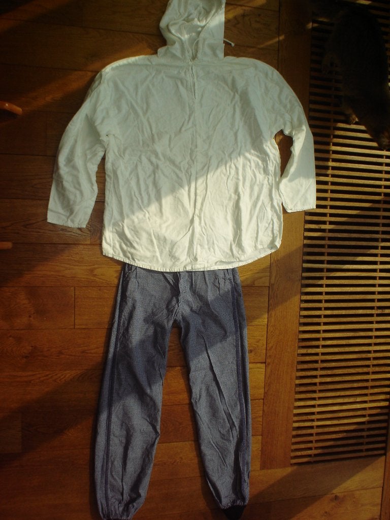blauwe koks broek en witte blouse, maat 40/42, Kleding | Dames, Maat 38/40 (M), Carnaval, Verzenden, Kleding