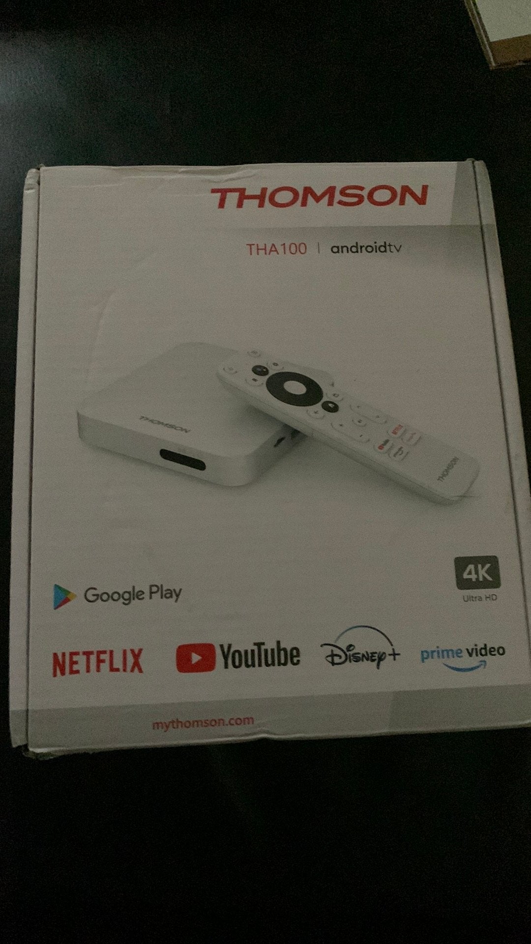 Thomson android tv streaming box THA 100, Audio, Tv en Foto, Mediaspelers, Ophalen of Verzenden, Zo goed als nieuw