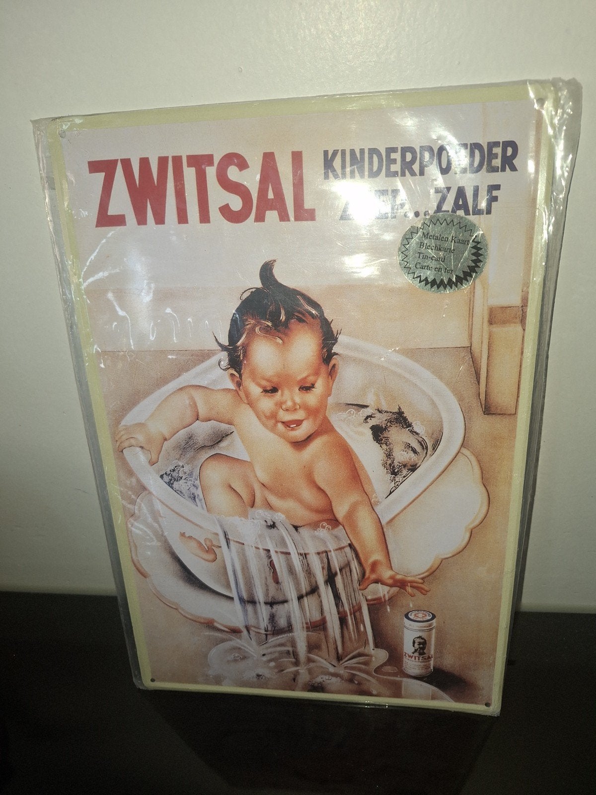 zwitsal kinderpoeder zeep zalf reclamebord, Ophalen of Verzenden, Nieuw, Reclamebord