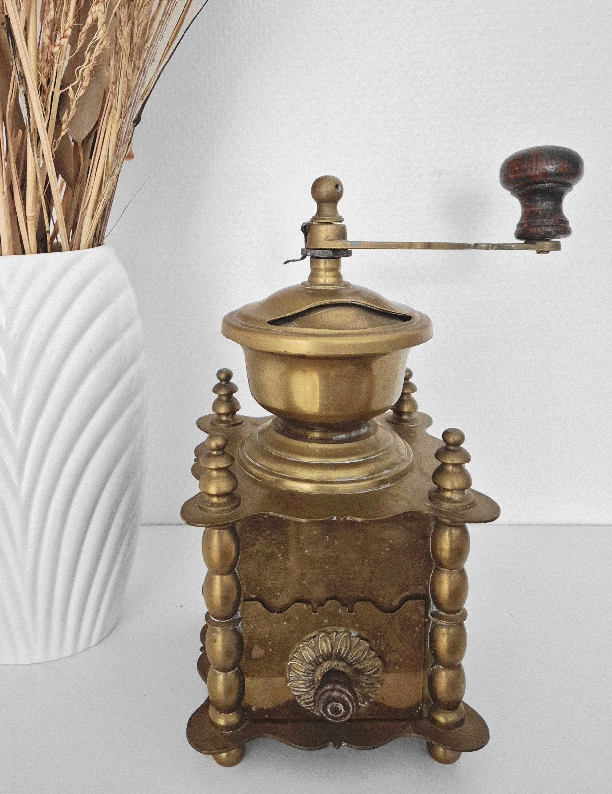 Vintage retro gouden messing koffiemolen, Ophalen of Verzenden, Koper