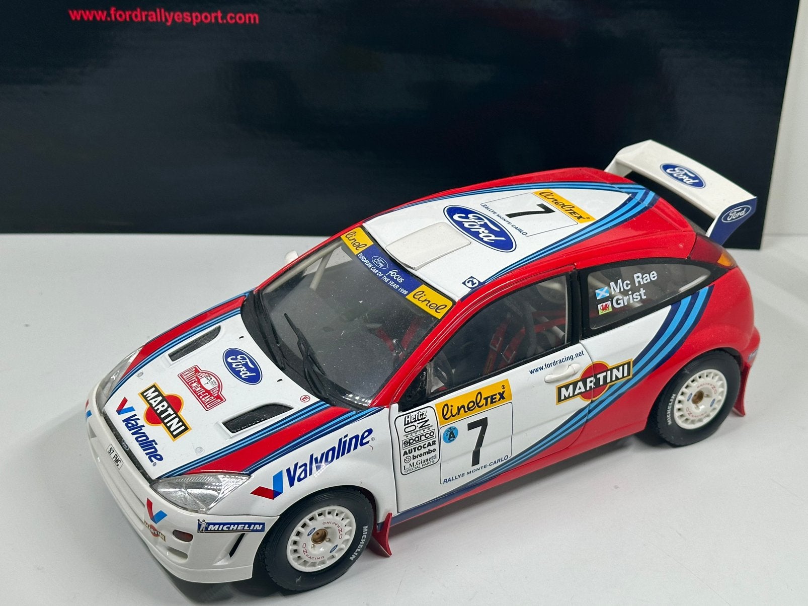 AUTOART 1:18 FORD FOCUS WRC C.McRAE RALLY MONTE CARLO 1999, Ophalen of Verzenden, Zo goed als nieuw, Auto, Autoart