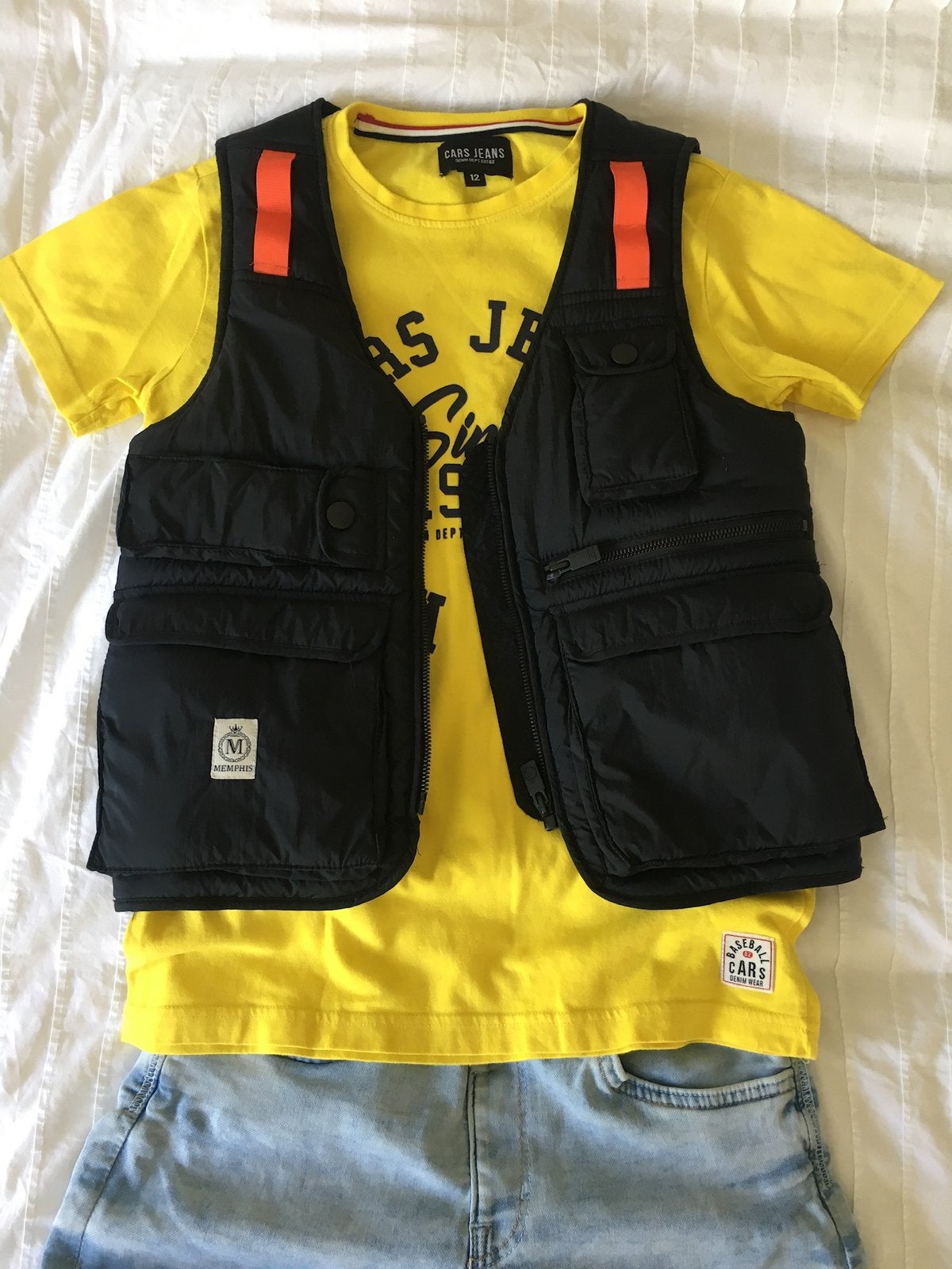 ==Bijna Nieuw== Vingino Bodywarmer Mt 152 Zwart Oranje, Ophalen of Verzenden, Zo goed als nieuw, Jongen, Jas