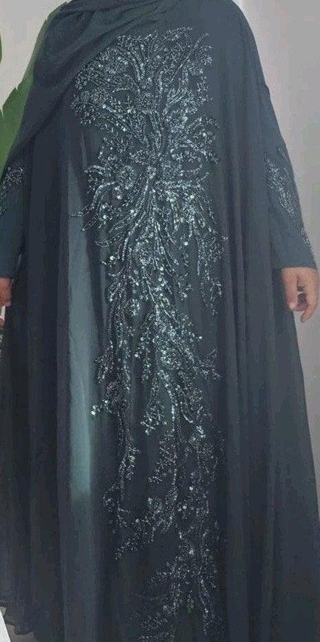 Prachtige groene abaya , gala jurk, Maat 42/44 (L), Ophalen of Verzenden, Onbekend, Zo goed als nieuw