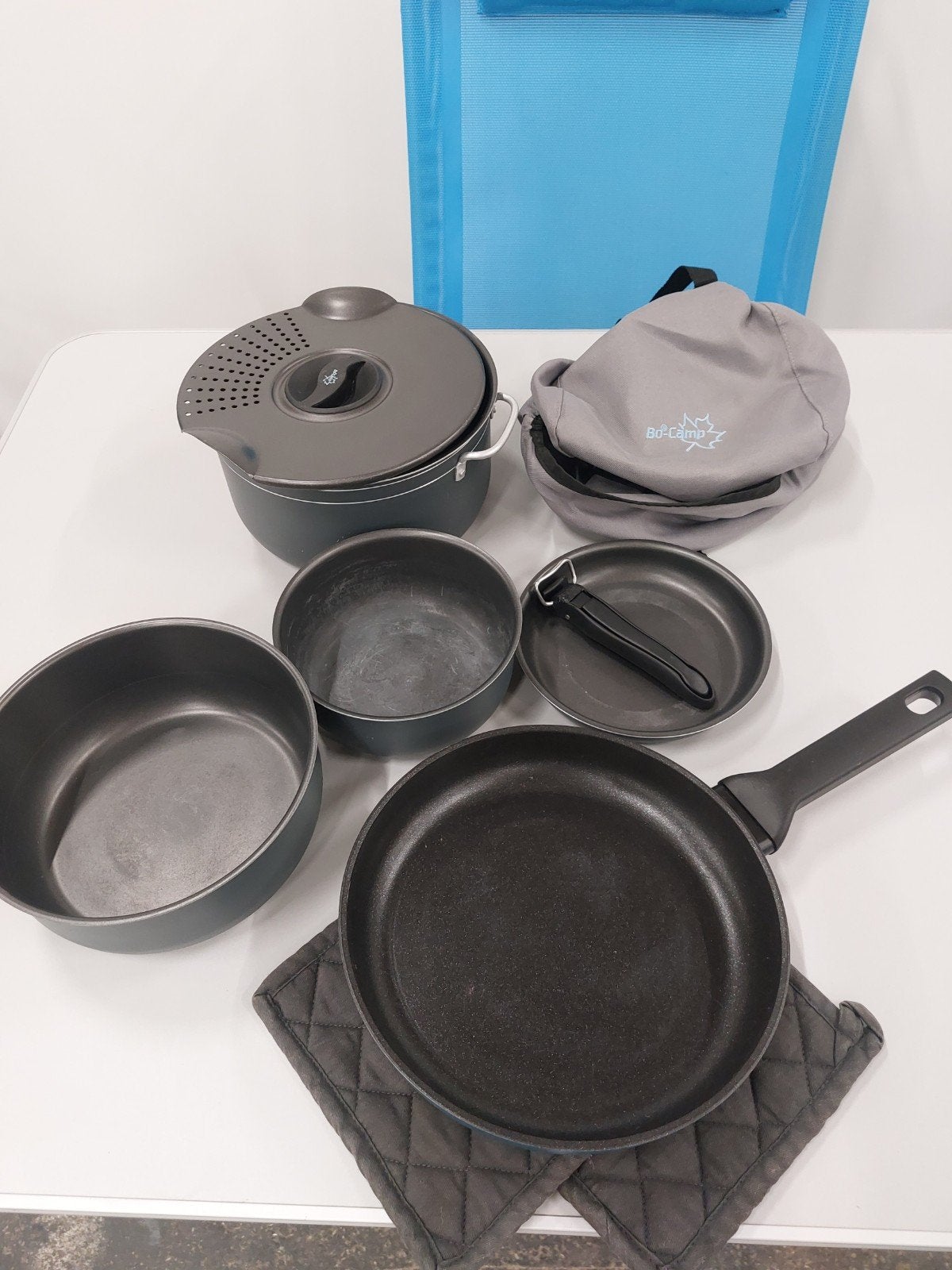 Bo-Camp lichtgewicht pannenset + koekenpan, Ophalen of Verzenden, Gebruikt