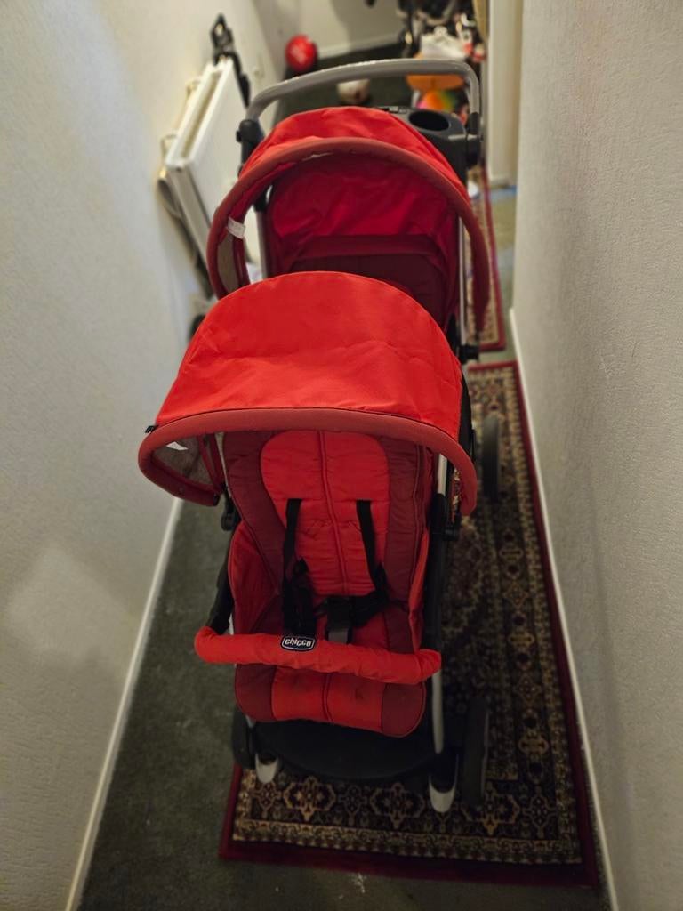 Sterke Chicco duo kinderwagen met grote regenhoes, Ophalen