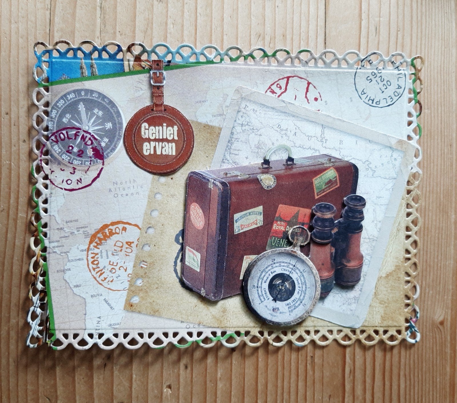 stans kaart opleg met 3d plaatje reiskoffer, Hobby en Vrije tijd, Kaarten | Zelf maken, Ophalen of Verzenden, Nieuw, Overige thema's
