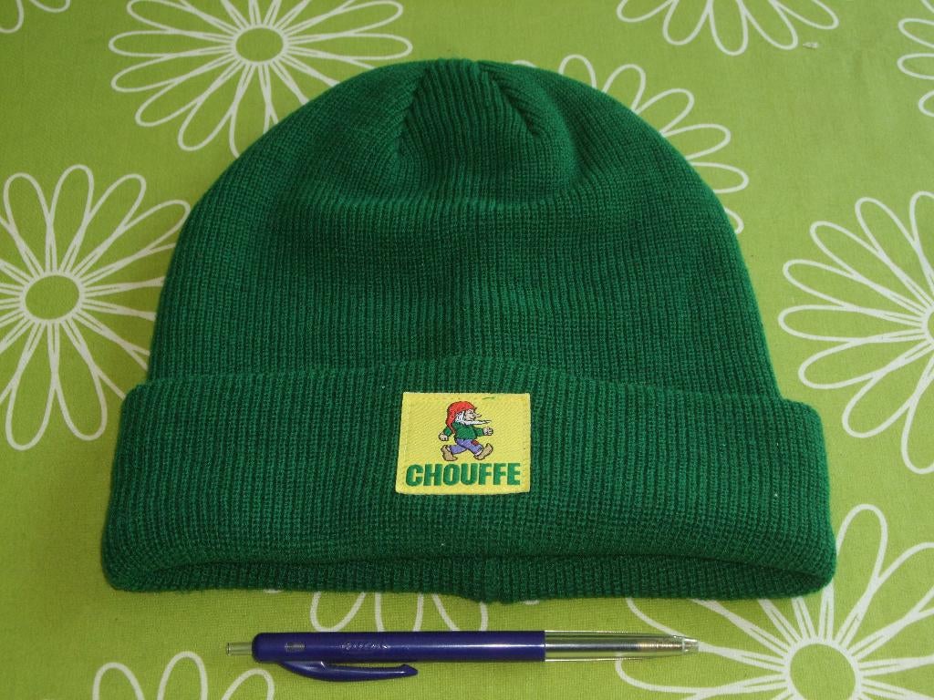 Chouffe beanie groen - in nieuwstaat, Ophalen of Verzenden, Zo goed als nieuw, Kleding, Overige merken