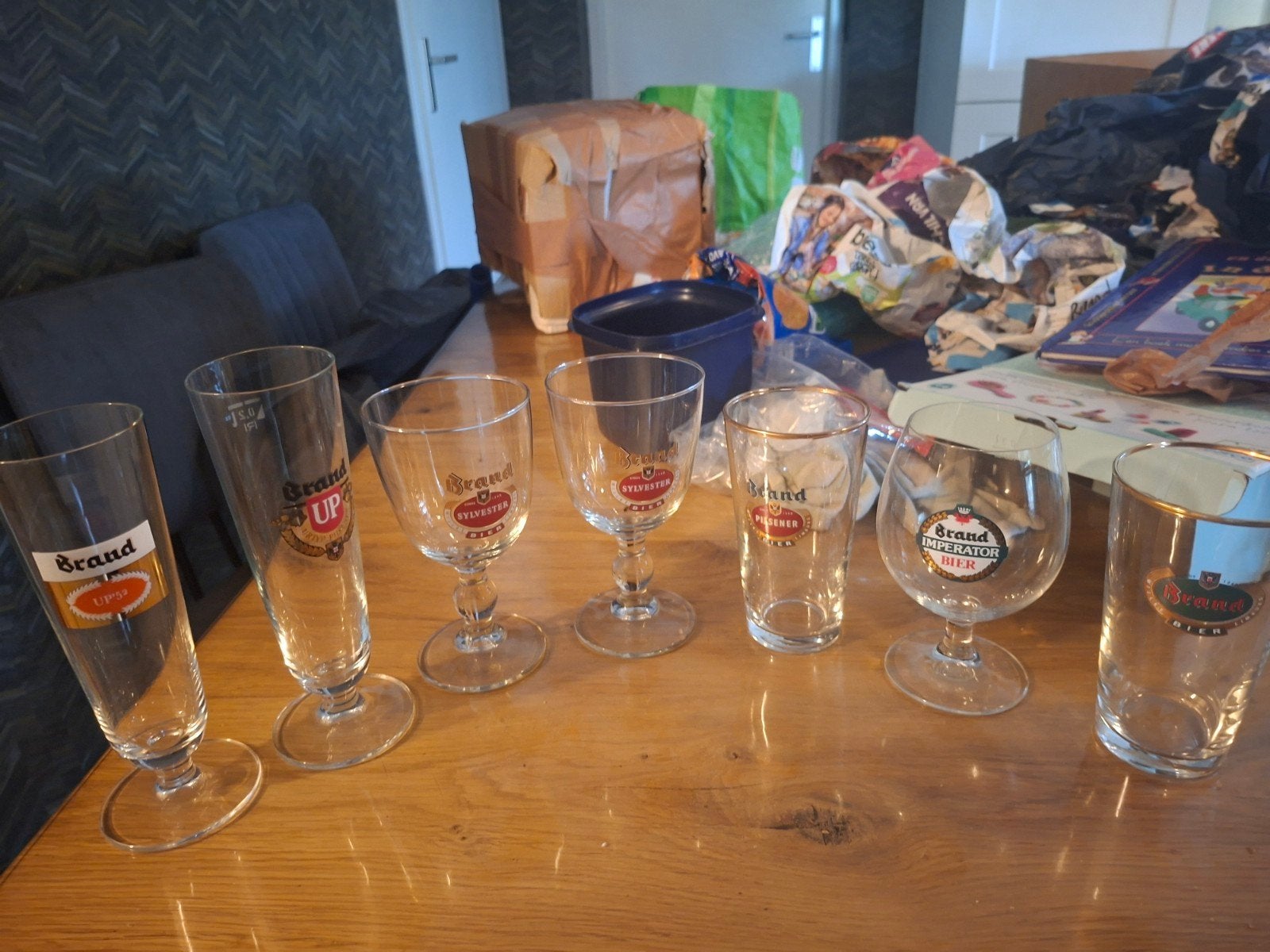 partij van 7 glazen Brand bier brand up imperator sylvester, Ophalen of Verzenden, Zo goed als nieuw, Bierglas