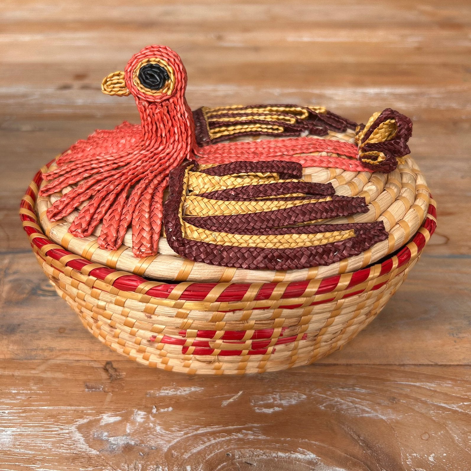Vintage Raffia Eiermandje met Deksel, Ophalen of Verzenden, Zo goed als nieuw