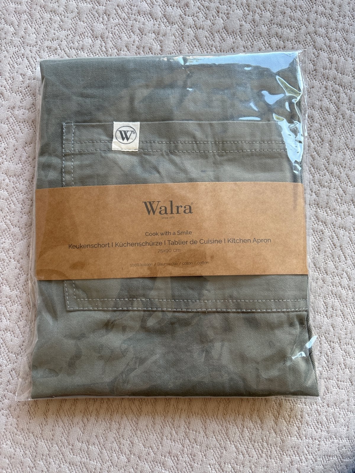 Walra Keukenschort Army Green 75x90 cm - Nieuw, Nieuw, Ophalen of Verzenden, Natuurlijk materiaal, Overige merken
