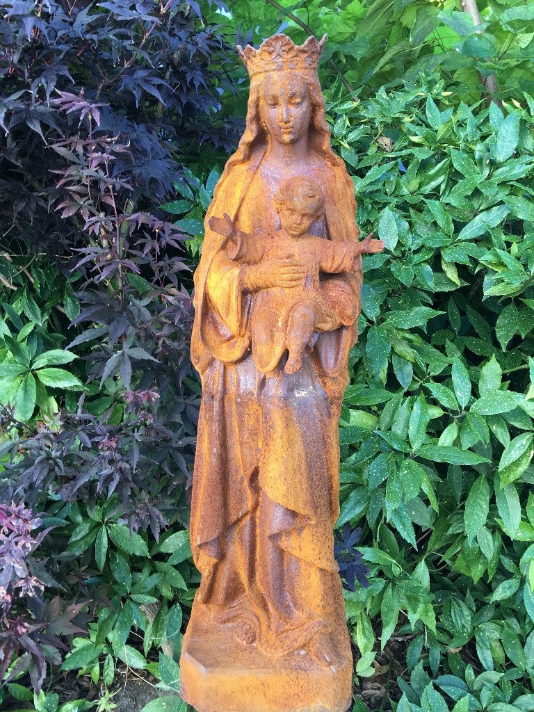 Maria met kindje jezus, gietijzer, prachtig beeld!, Ophalen of Verzenden