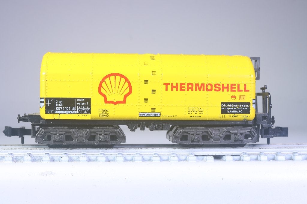 22-tons stookoliewagon type 262, geel, Shell, DB, Gelijkstroom, Trix, Wagon, Ophalen of Verzenden