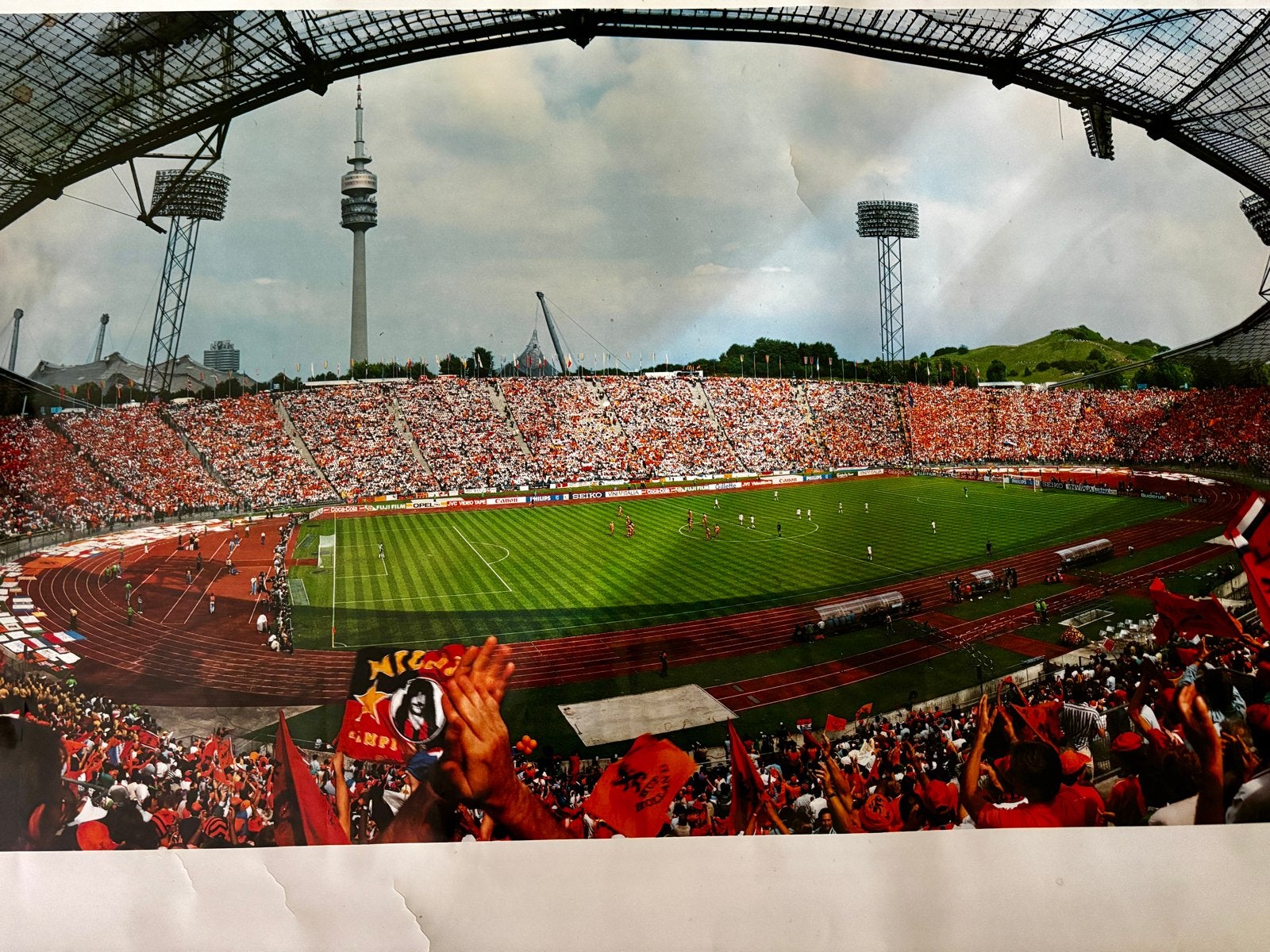 EK 1988 Olympisch Stadion München Poster - Voetbalstadion, Verzamelen, Gebruikt, Rechthoekig Liggend, Ophalen of Verzenden, Sport