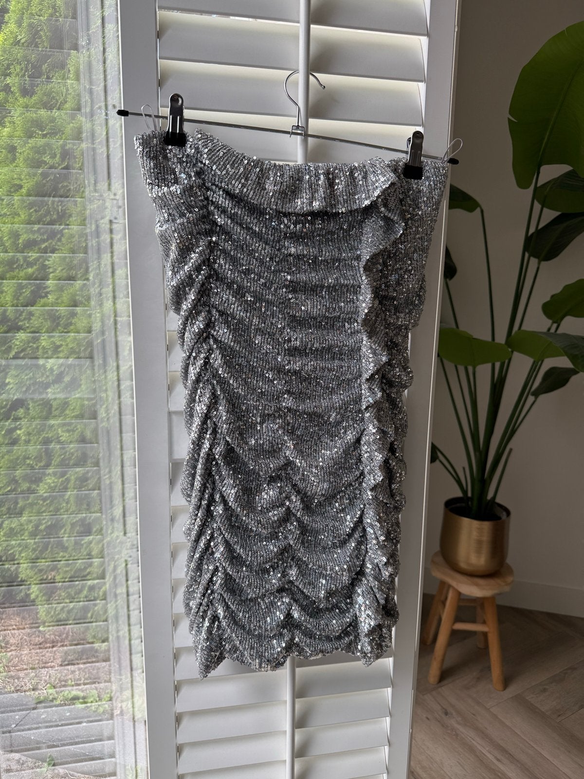 Zara strapless glitter jurk, Ophalen of Verzenden, Zilver, Boven de knie