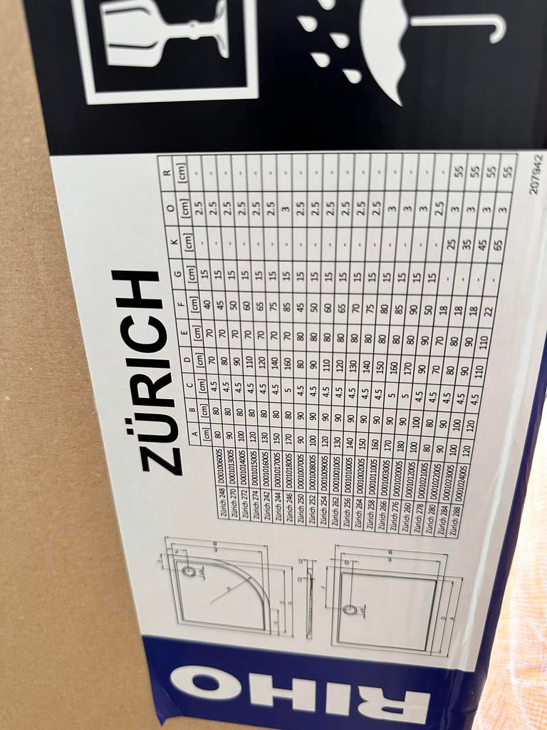 Riho Zurich Douchebak 100x80x4.5cm, Doe-het-zelf en Verbouw, Sanitair, Ophalen, Nieuw, Douche