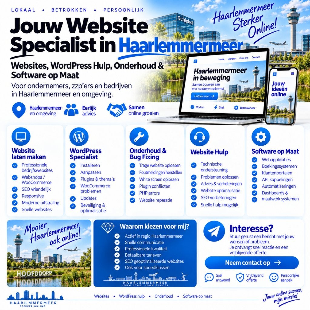 Website Laten Maken & WordPress Hulp Haarlemmermeer, Vanaf 3 jaar, Geschikt als bijbaan, Freelance of Uitzendbasis, 33 - 40 uur