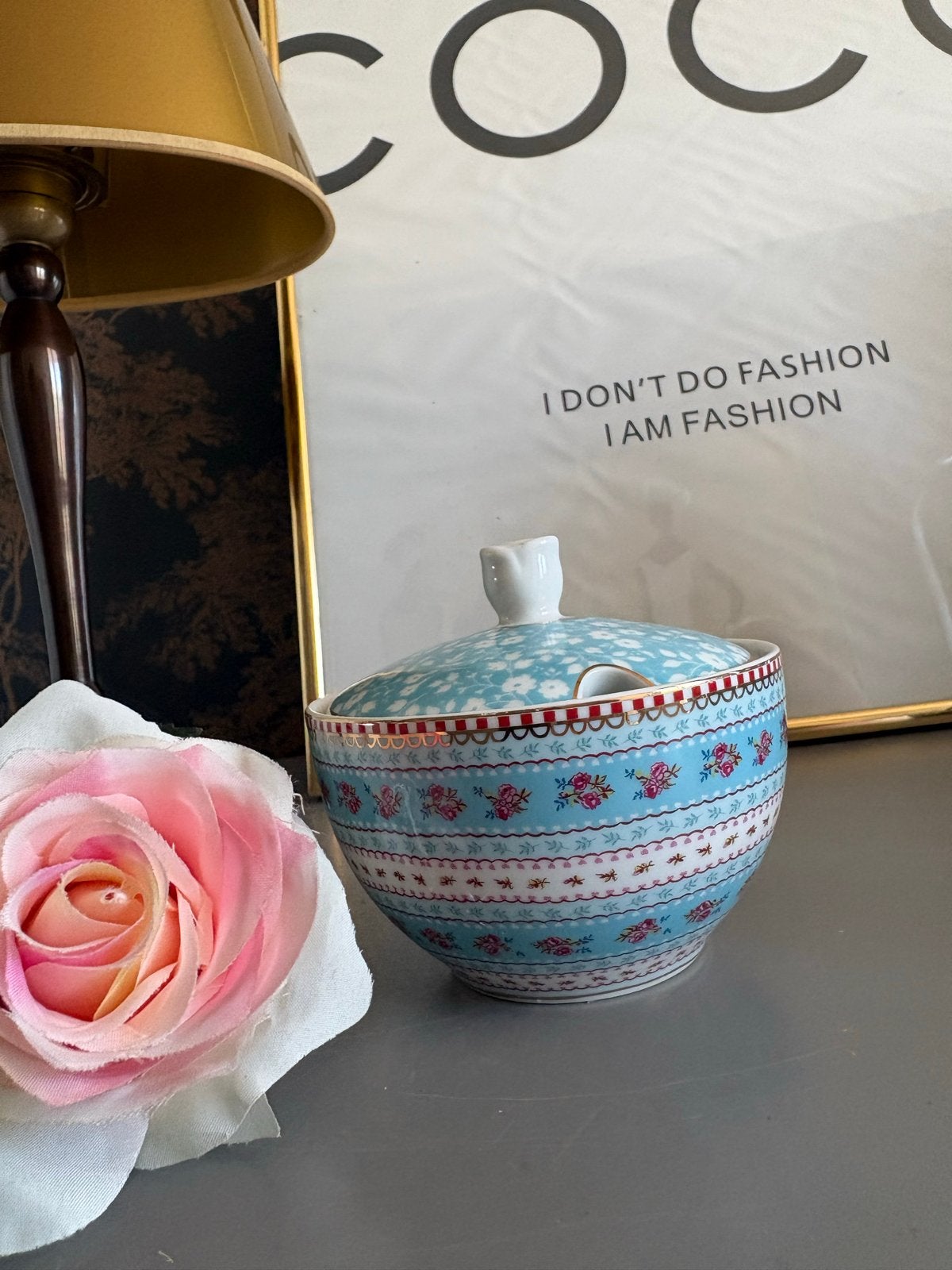 Pip Studio suikerpotje met deksel - Blauw met bloemen, Nieuw, Ophalen of Verzenden, Modern, Porselein