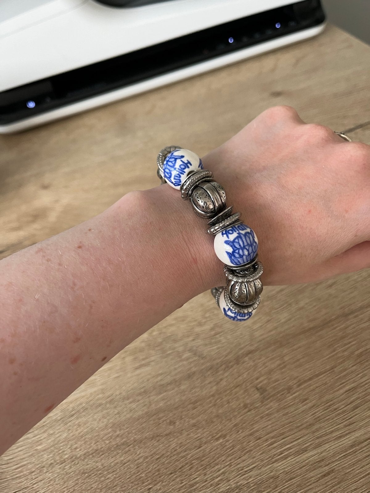 Delfts Blauw Holland Armband met Kralen, Overige materialen, Gebruikt, Met bedels of kralen, Verzenden